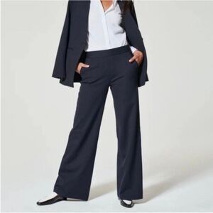 NWOT SPANX Navy Pinstripe High Rise Wide Leg Dress Pant